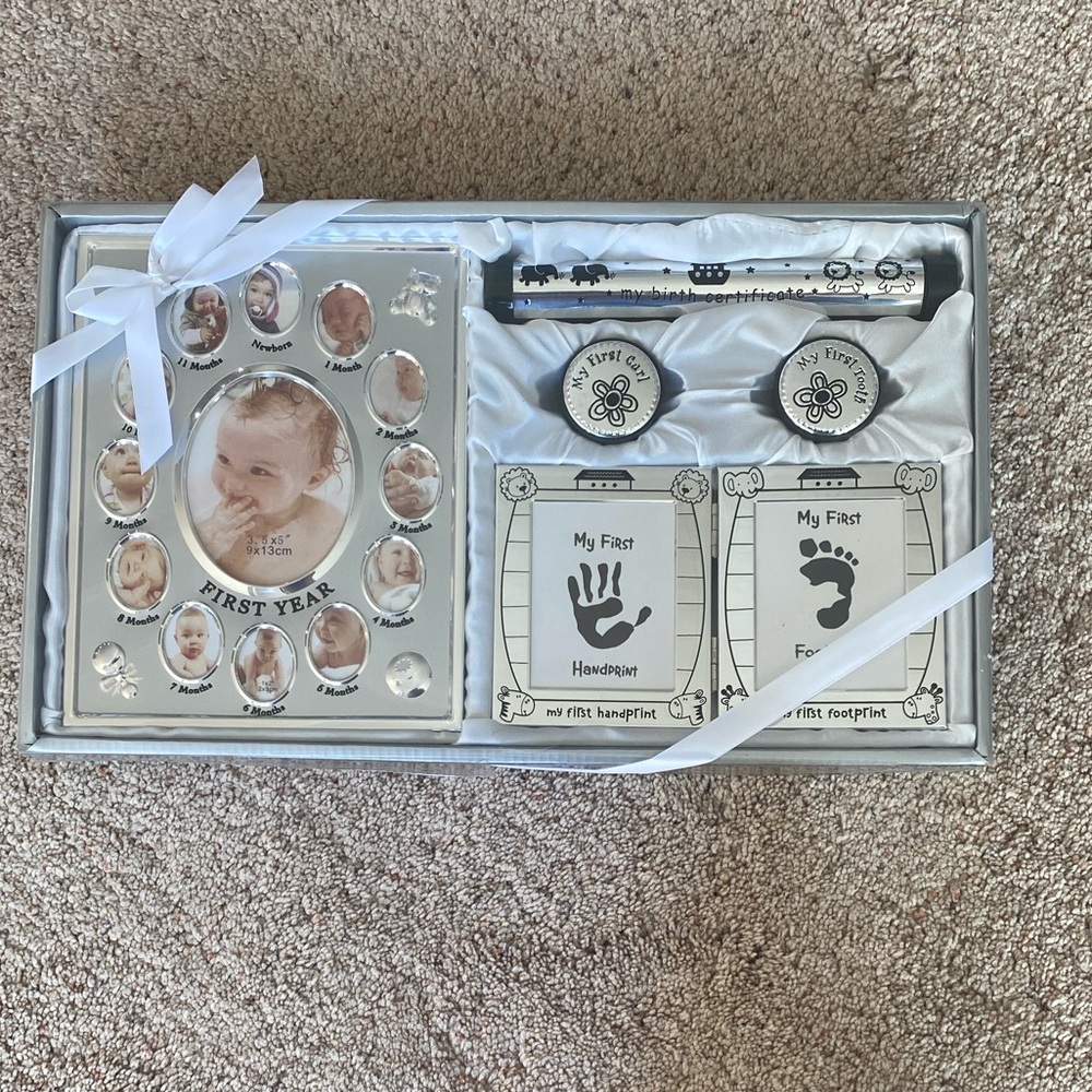 Baby Keepsake Frame Set with Handprint and Footprint Kit